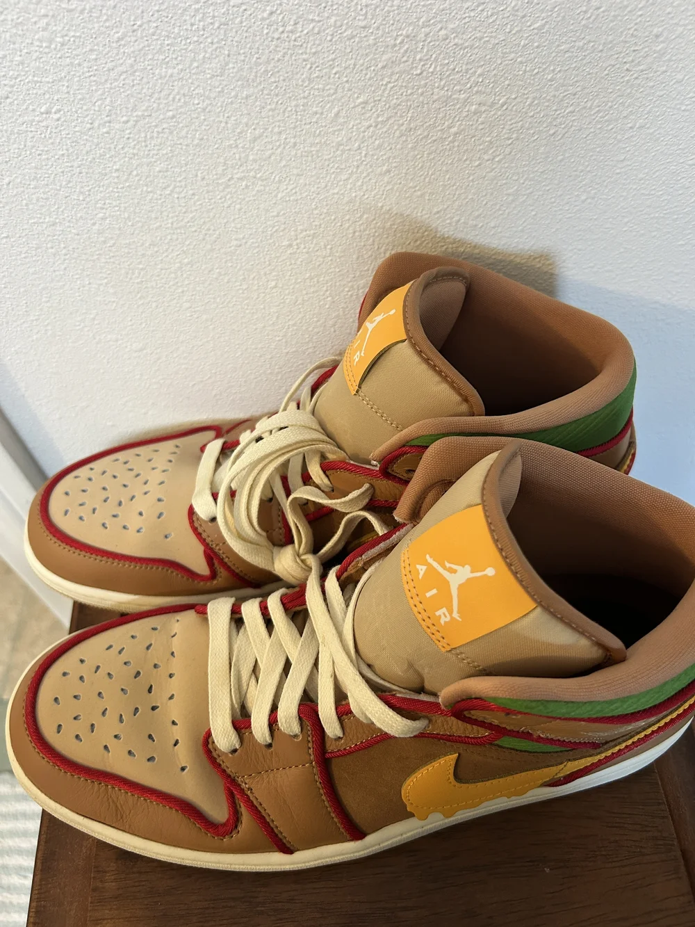 Nike Air Jordan High-Top Sneakers in Tan, Red and Yellow